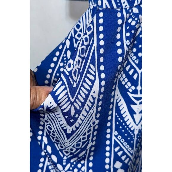 Market & Spruce Blue/White‎ Batik Print Romper Size S - Picture 4 of 5